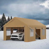 Heavy Duty Carport With Roll-Up Sidewall And Ventilated Windows With Removable Sidewalls in , 117.6" H x 120" W x 240" D