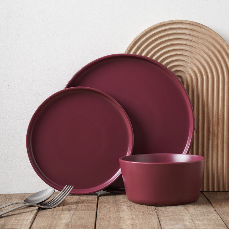 Purple Ceramic 16-Piece Dinnerware Set, Service for 8