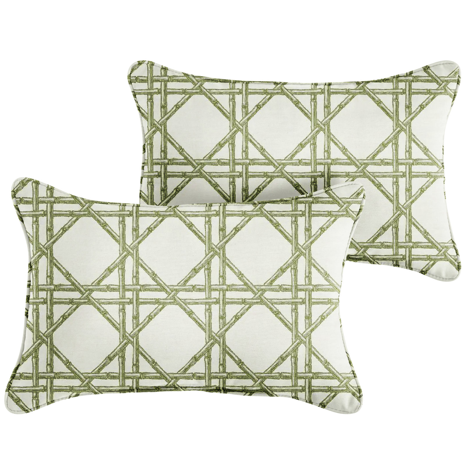 New Sunbrella 2023 Sunbrella® Indoor/Outdoor Lumbar Throw Pillow, 13" x 20", Green Geometric