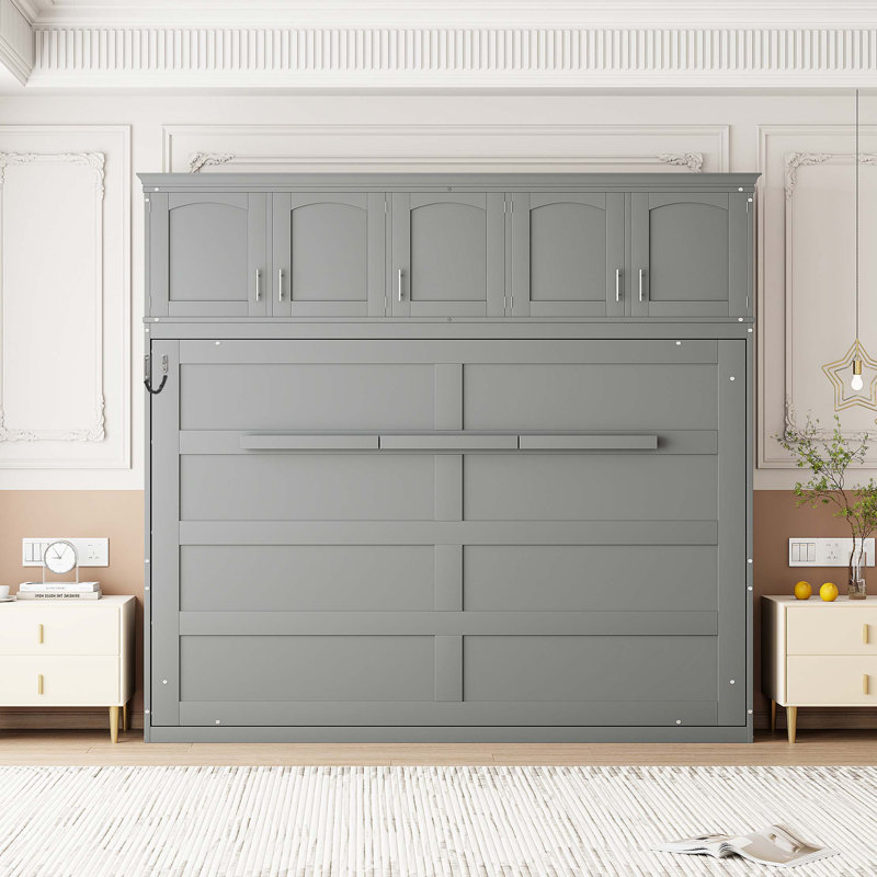 Space-Saving Wall Murphy Bed with Integrated Cabinets