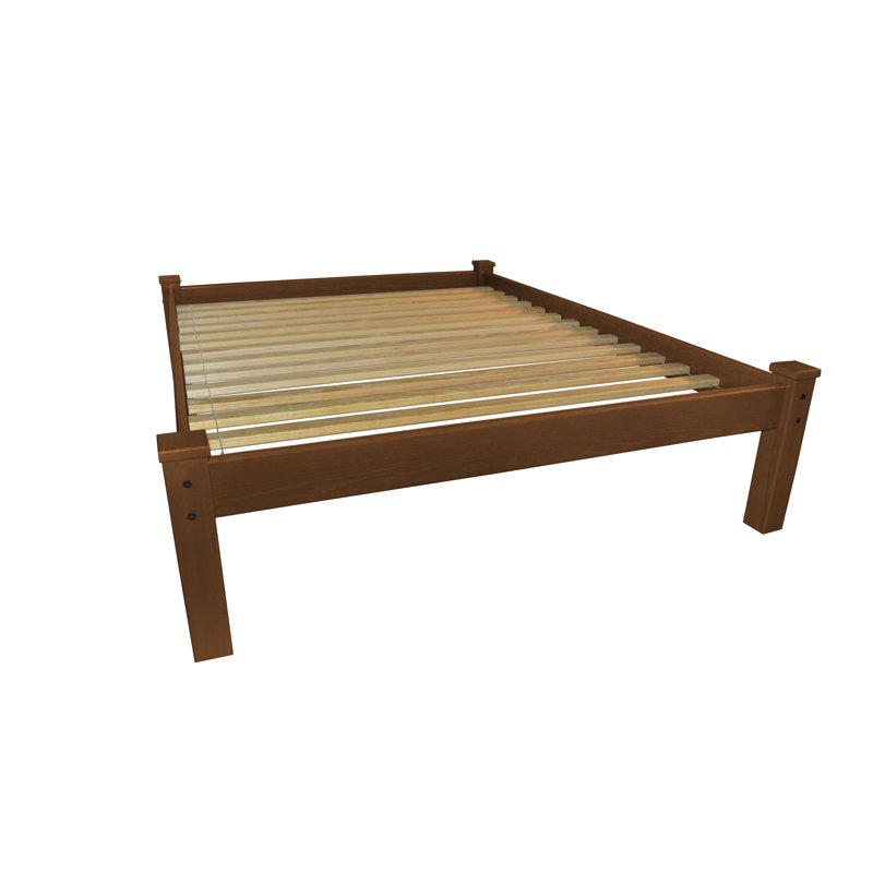 Base de lit en bois massif Anaaya, Brun, Grand
