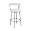 Tabouret de bar pivotant de 30 po de hauteur en acier inoxydable brossé et similicuir blanc