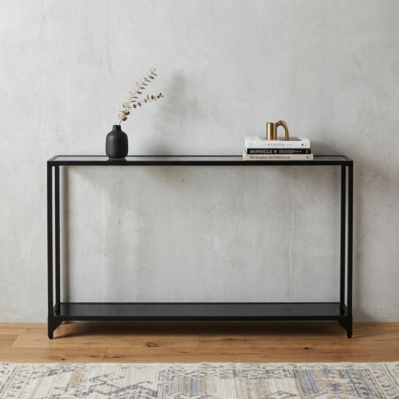 Charlie-Adam Console Table, Black, 29" H x 56" W x 8" D, Clear