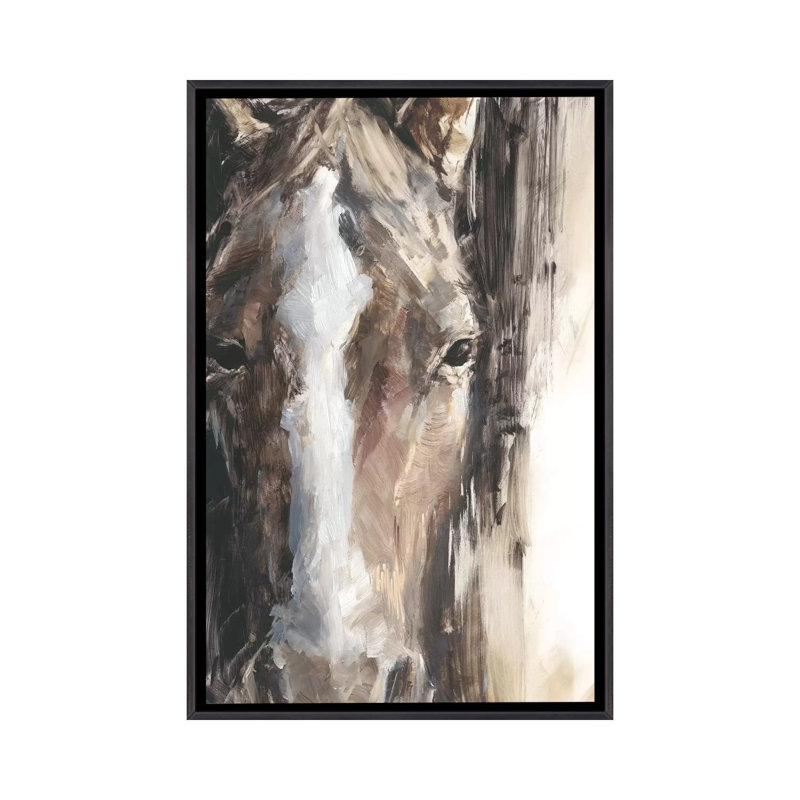 Étude équine II par Ethan Harper - reproduction d'art, H 26 po x l 18 po x 1,5 po, Toile avec cadre noir patiné, Pas de tapis