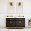 Meuble-lavabo double encastrable gris anthracite Fletcher avec comptoir en quartz légèrement veiné 60 po