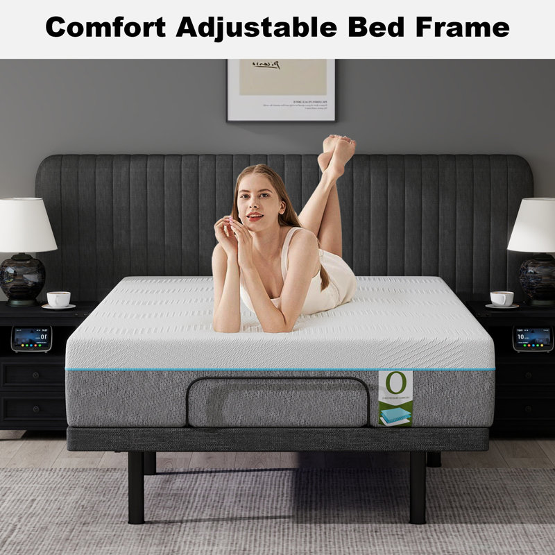Adjustable Bed Frame With 12" Mattress And Wireless Remote, Zero Gravity & Head/Foot Incline, Full