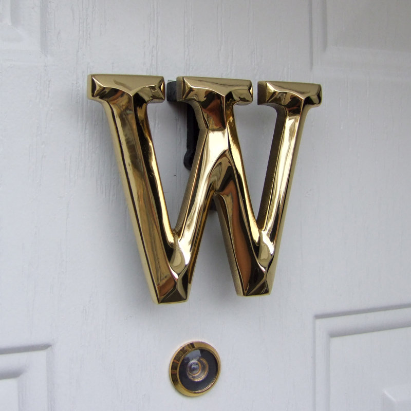Heurtoir de porte lettre monogramme, Laiton, W