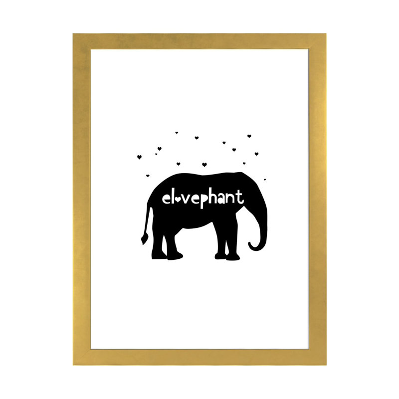 Éléphant, art sur toile, H 24 po x l 16 po x P 1 po, Papier encadré doré