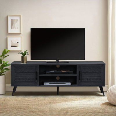 59 In. Wood TV Stand With 2 Storage Cabinets Fits TV