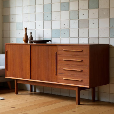 Simple solid wood retro sideboard