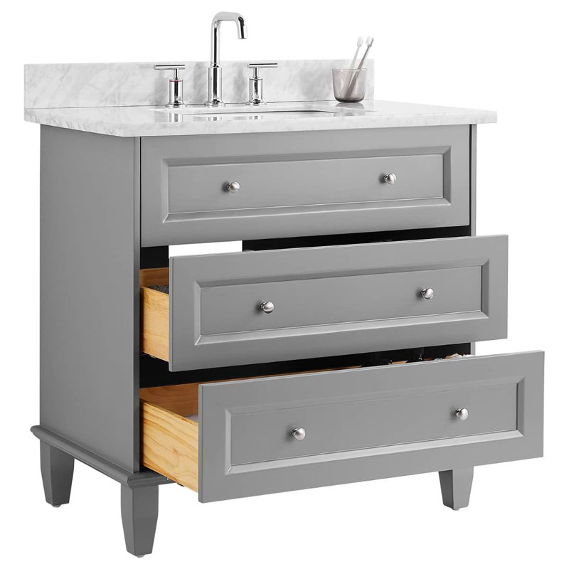 Nora 36" Freestanding Standard Single Bathroom Vanity with Top, Gray