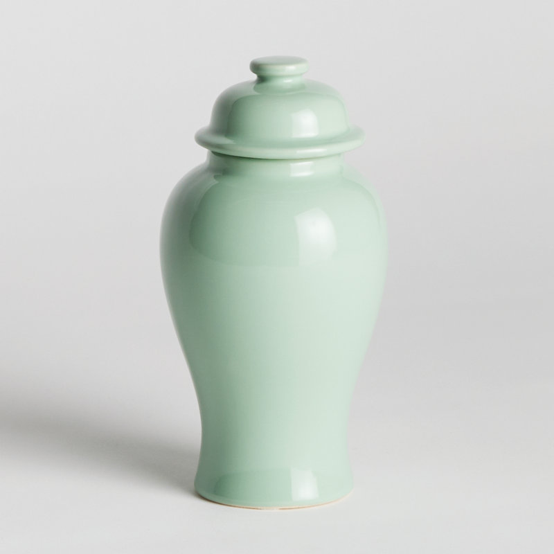 Ricki Ceramic Ginger Jar, Green, 13.25"