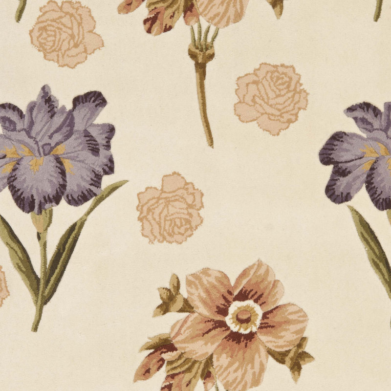 Ivory Hand-Tufted Wool Floral 5' x 8' Area Rug