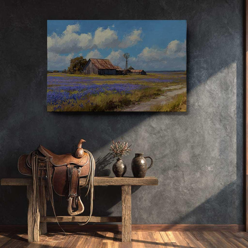 Texas, toile de grange Bluebonnet, impression sur toile «Rustic Farmhouse Country», H 12 po x l 18 po