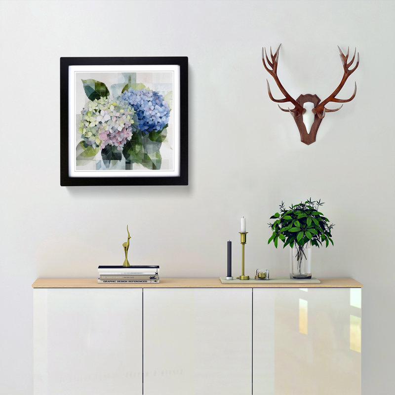 Hydrangea Bauhaus - Framed Print, Black