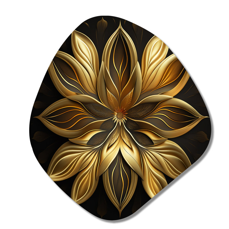 «Glamourous Lily On Black I» - art mural asymétrique en forme de nébuleuse florale, H 28 po x l 25 po