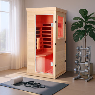 1 Person Infrared Sauna with Backrest,Indoor Dry Sauna with Heaters Panels, Bluetooth Speaker
