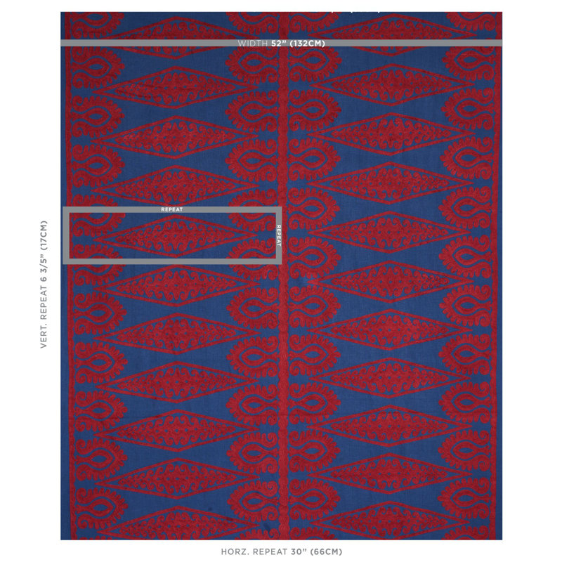 Seema Embroidery Fabric, Garnet