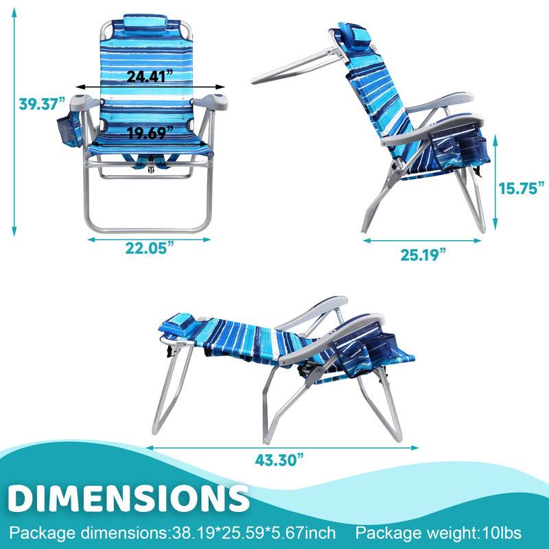 Chaise de plage Shianna, Bleu marine / bleu