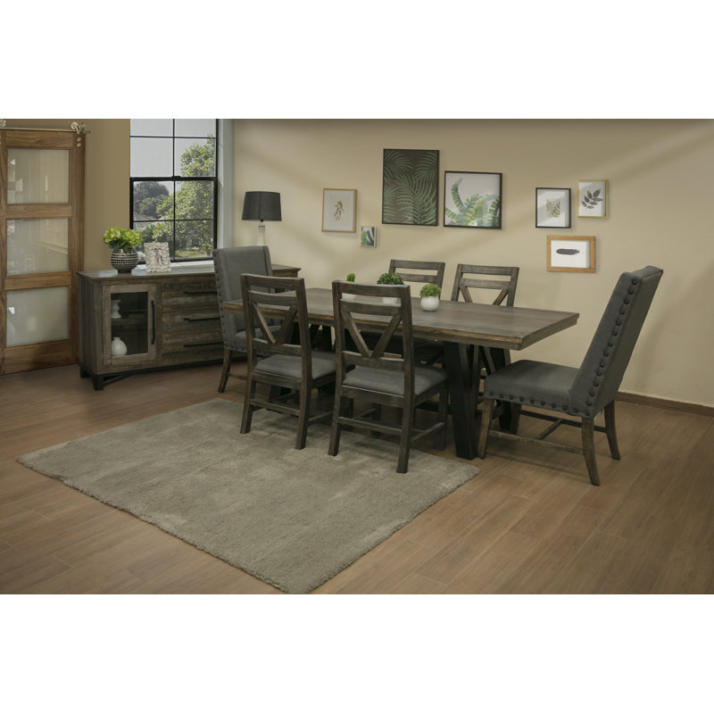 Loft Brown Pine Solid Wood Dining Table