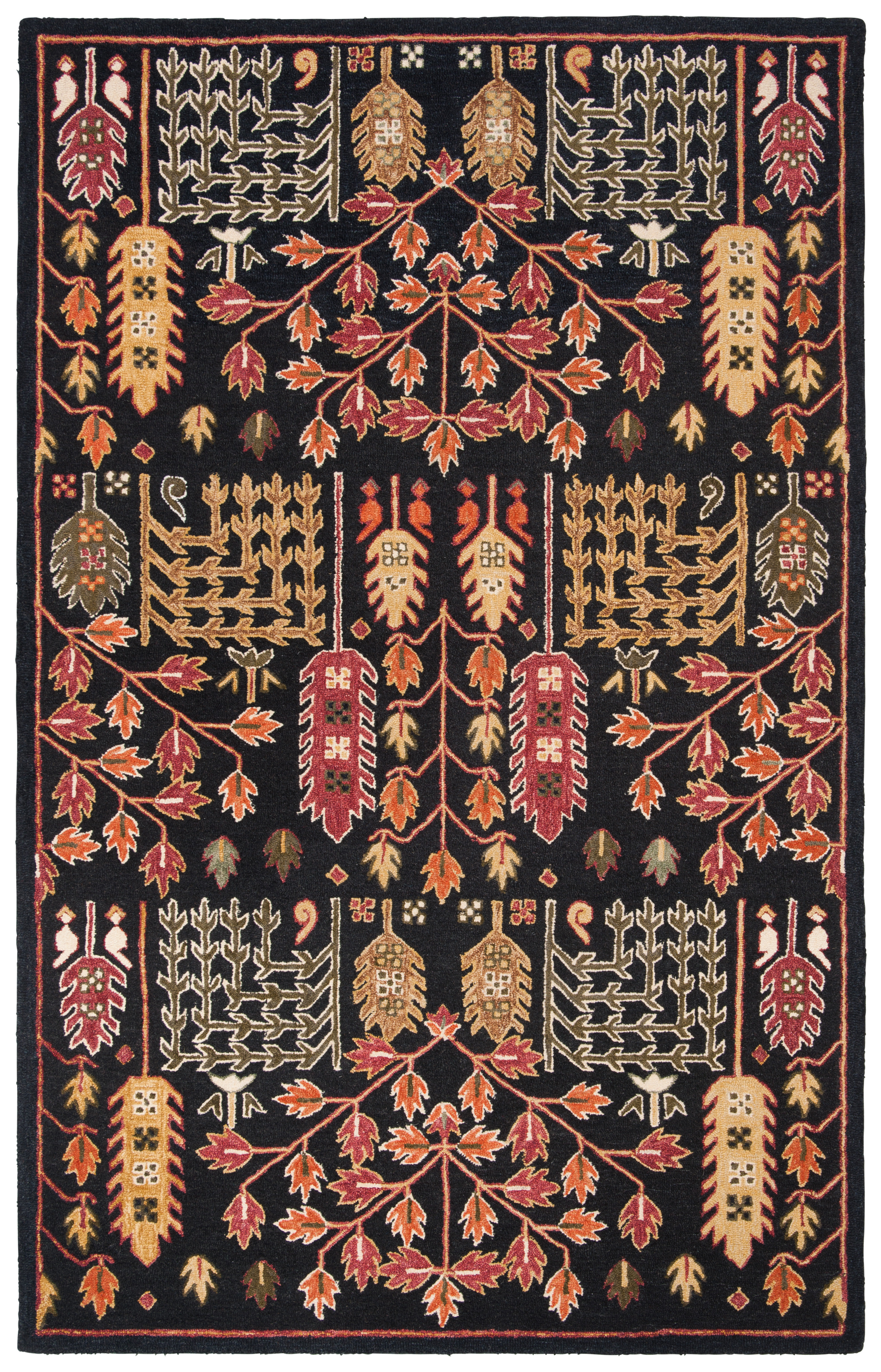 Bungalow Rose Donnett Southwestern Handmade Tufted Wool Black/Red Area ...