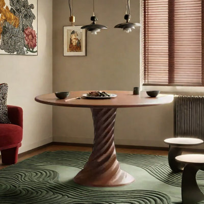 Round unique rotating leg dining table