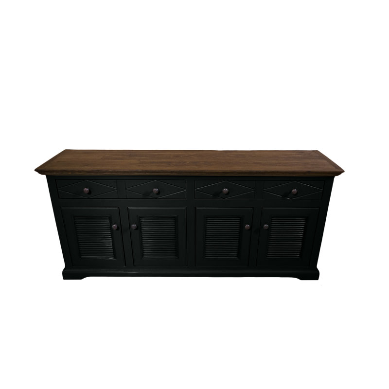 Buffet Shelter Bay avec portes à volets, Noir / brun, H 31 po x l 71 po x P 18 po