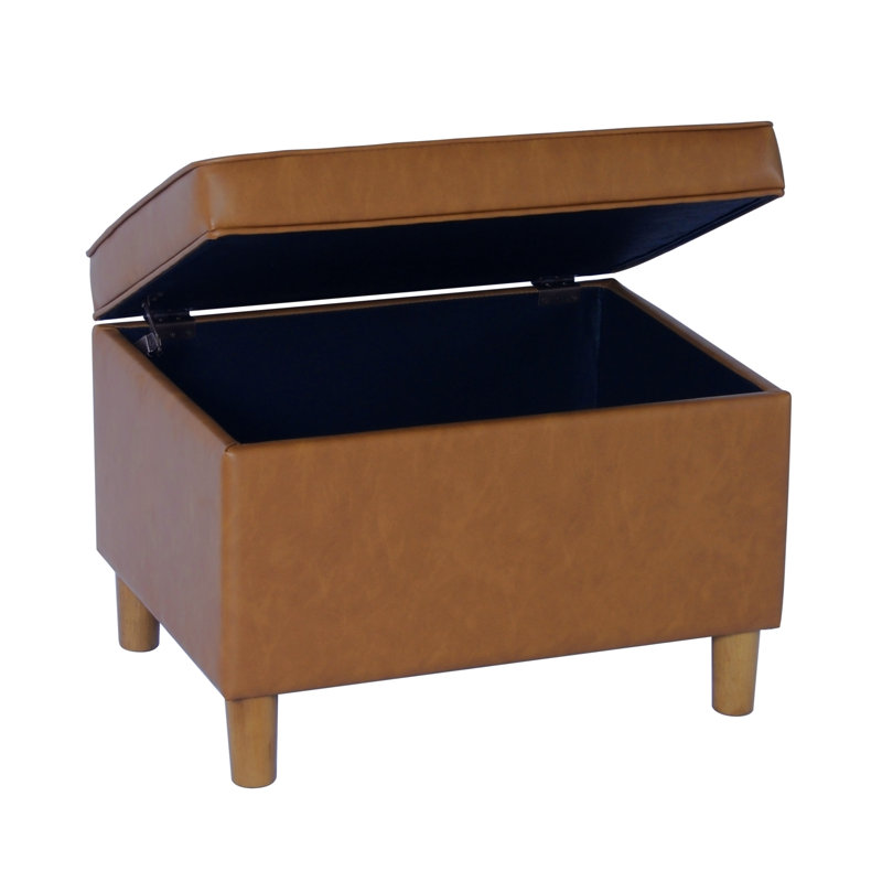 Xane Faux Leather Ottoman, Brown Faux Leather
