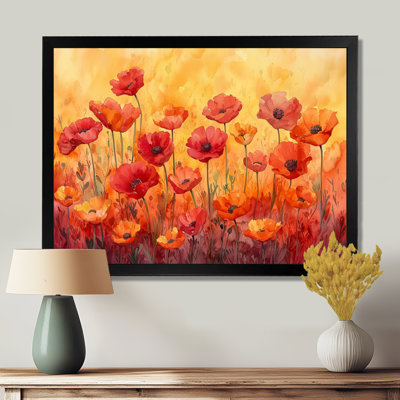 Ikaia orange dansant parmi les fleurs sauvages III - Art mural fleurs sauvages