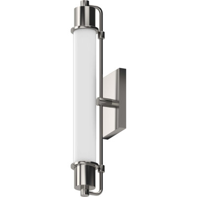 Applique murale cylindrique en nickel brossé à 1 lumière avec abat-jour en verre gravé blanc