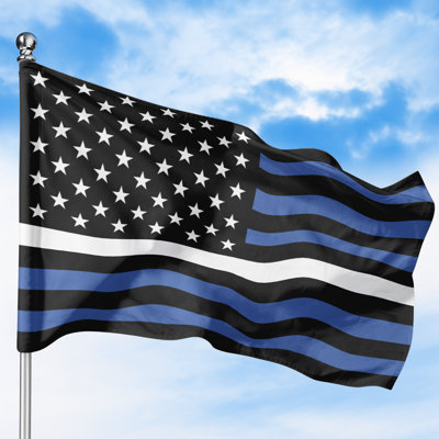 Drapeau d'extérieur E.M.S. Thin White Line (30 x 45 cm) - Polyester durable et résistant à la décoloration, double couture, œillets en laiton - Impression HD - Fabriqué aux États-Unis