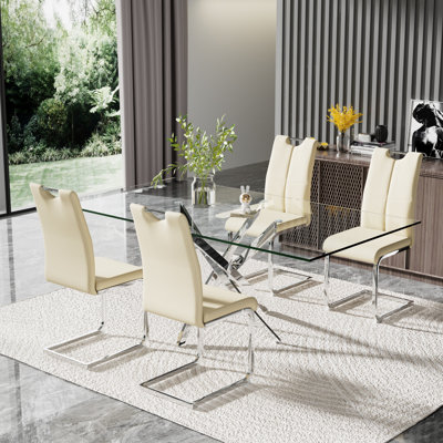 Gracieleigh Glass Top Pedestal Dining Set