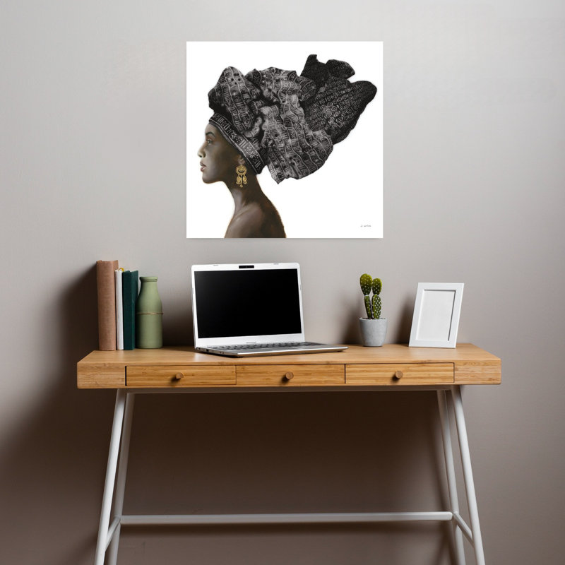 Art contemporain contemporain noir pur avec accessoires, H 18 po x l 18 po