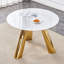 Une table ronde à pieds en acier inoxydable de 42 pouces avec un plateau en marbre convient à une utilisation par 4 à 6 personnes-1827078605-1827078594