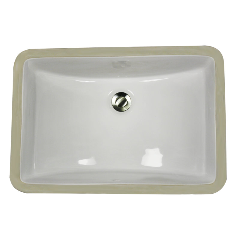 Lavabo de salle de bain rectangulaire encastré en porcelaine vitreuse avec trop-plein Great Point, Blanc