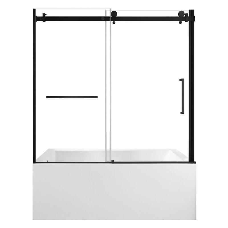 Baignoire en alcôve rectangulaire en acrylique 60 pouces avec porte de baignoire et drain à gauche Kingston, Noir mat, Gauche