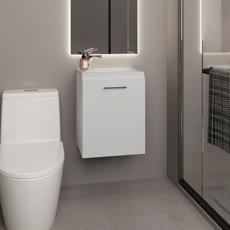 Meuble-lavabo de salle de bain avec lavabo, 1 porte, Blanc