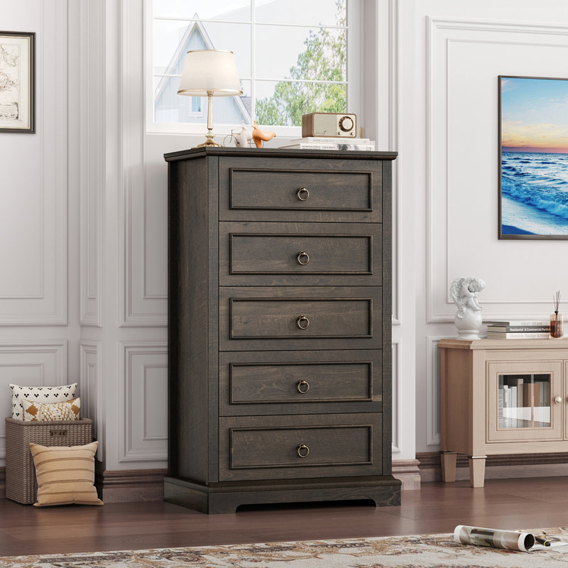 Amry 5 - Drawer Chest, Dark Brown
