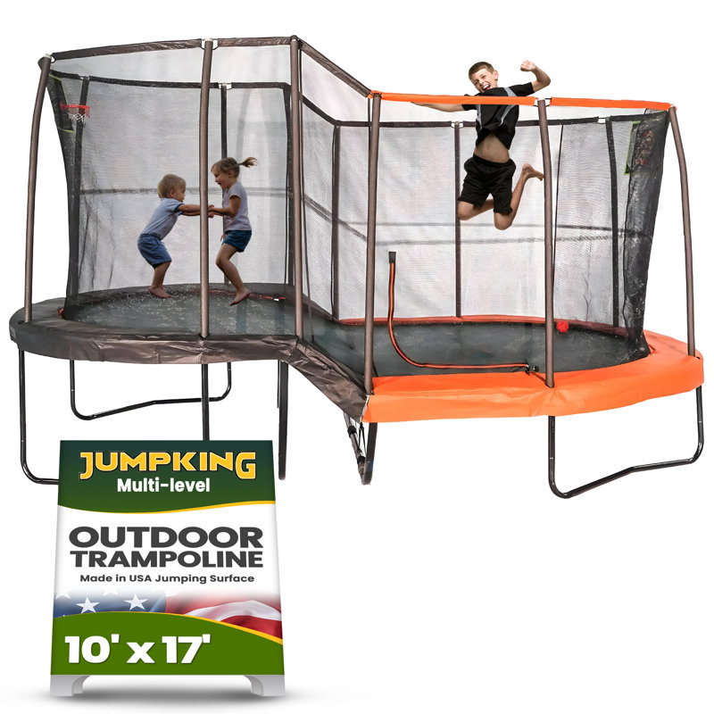 10' x 17' Black Steel Oval Trampoline with Enclosure