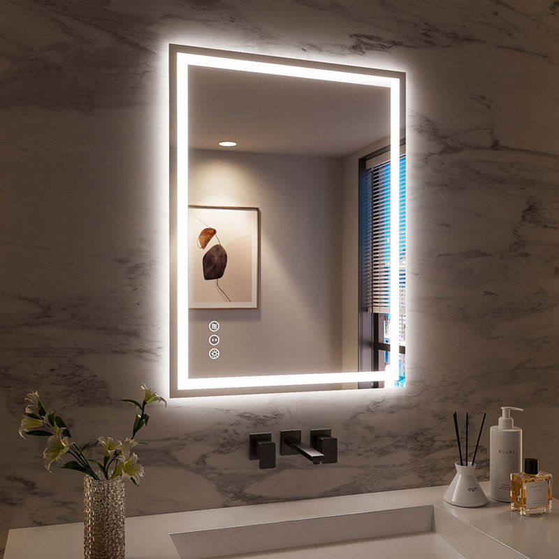 Frameless LED Bathroom Mirror,Smart Mirror, 24" x 32", Vertical