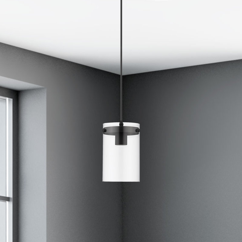 Luminaire suspendu cylindrique à 1 lumière Lambrecht, Noir