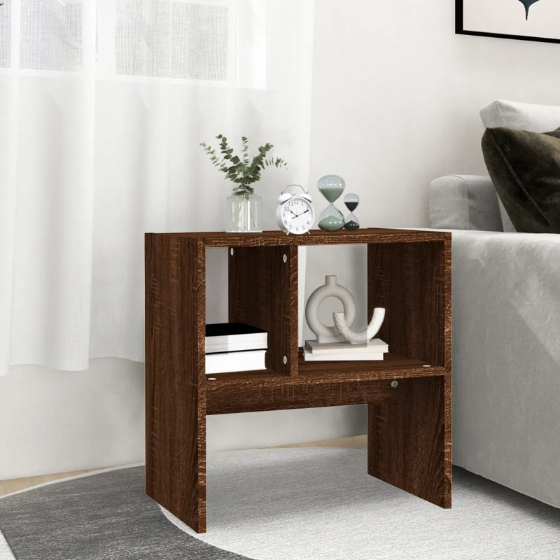 Gnatt Sled End Table, Brown Oak, Brown Oak