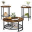 Ensemble de table basse 3 pièces pour salon, table basse ronde et 2 tables d'appoint avec rangement ouvert, ensemble de table de salon moderne à 2 niveaux pour bureau, salon, appartement, petit espace-1003218702