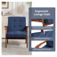 Solid Wood Accent Chair with Tufted Seat, Mid-Century Armchair with Curved Armrests, Reading Chair-1813400088