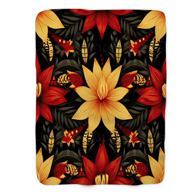 Native Floral Designs - Couverture sherpa de qualité supérieure 1 pièce, Grand lit