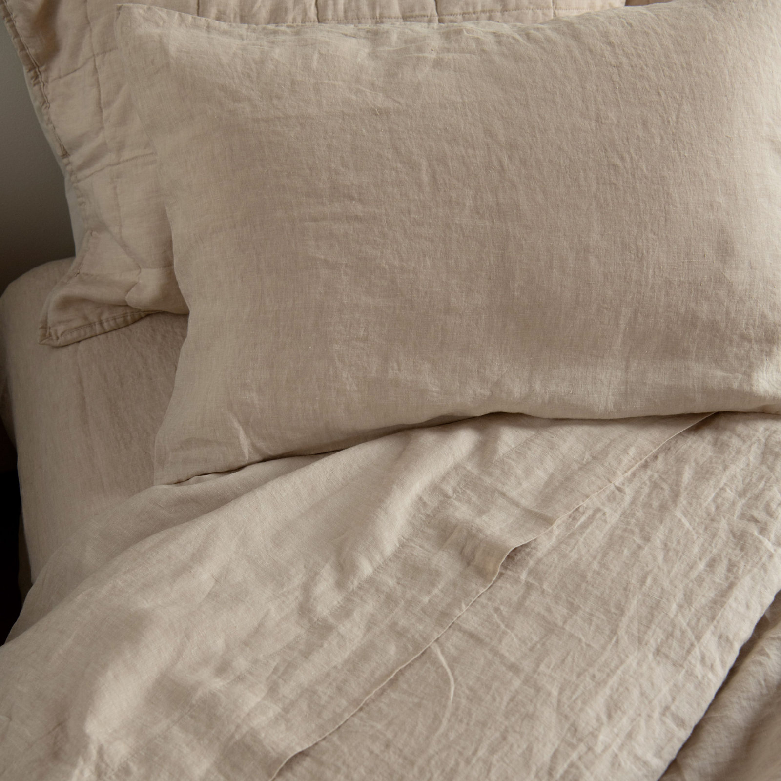 French Linen Duvet Cover Set, King Duvet Cover + 2 King Pillow Shams, Putty Heather