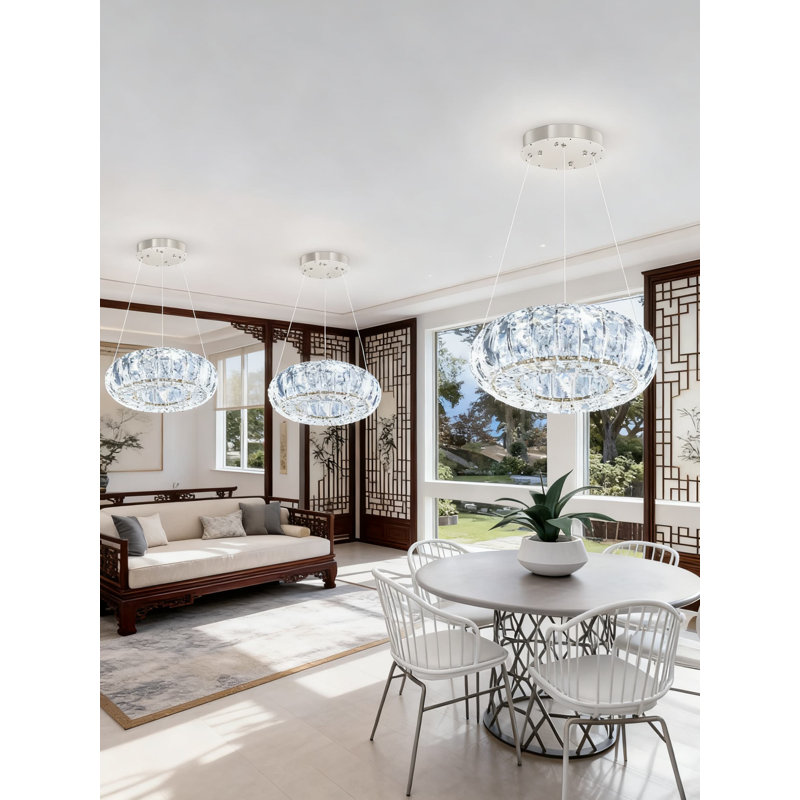 Lustre moderne en cristal avec lumières DEL à intensité variable, température de couleur et luminosité réglables pour le salon, la salle à manger et le plafond de la chambre à coucher