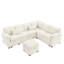 Canapé d'angle beige de 246 cm (97 pouces) avec revêtement en chenille, rangement, 7 places, en forme de L.