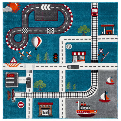 Hildreth Turquoise/Ivory Kid's Area Rug