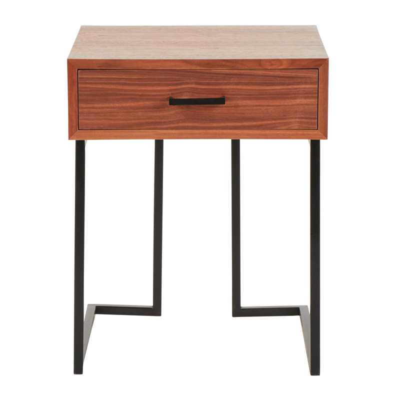 Hielm Sled End Table, Walnut/Black